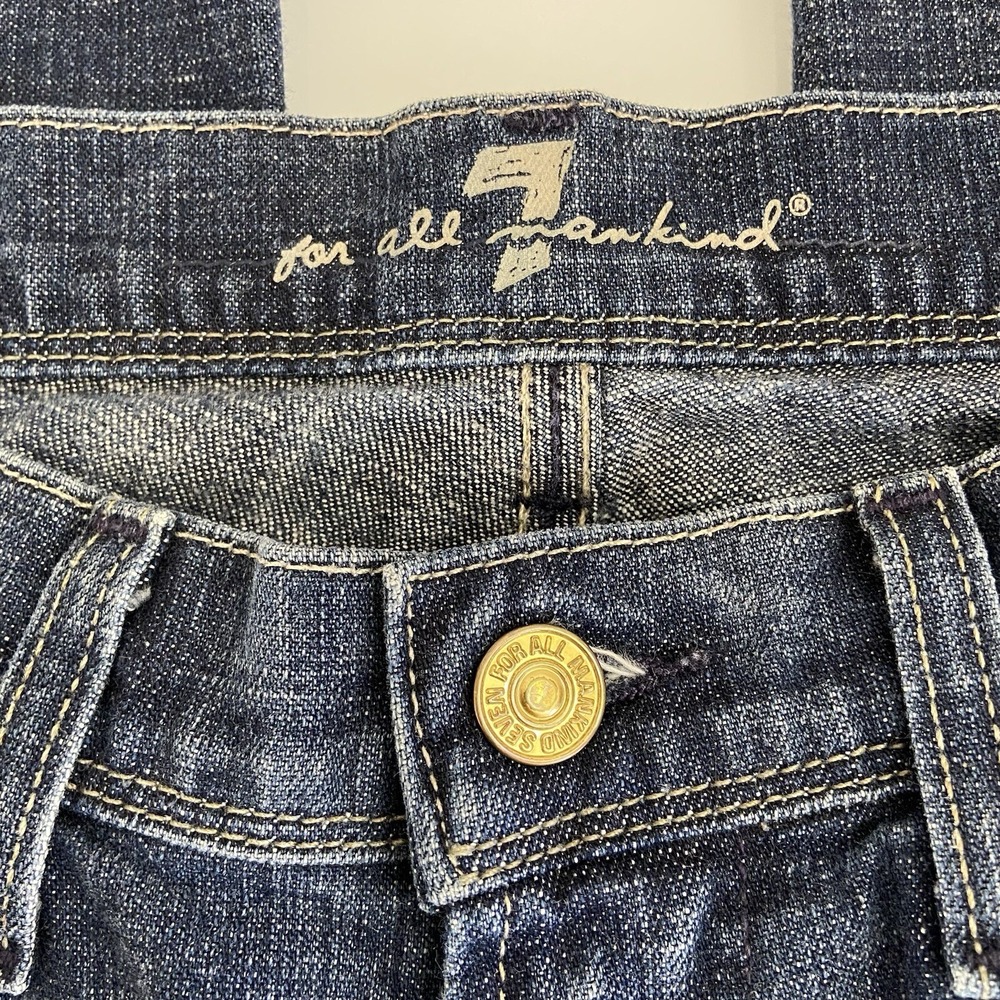 7 For All Mankind Womens Mia Crop Jeans Size 31 Read Studded Pockets Medium Wash - Picture 4 of 8